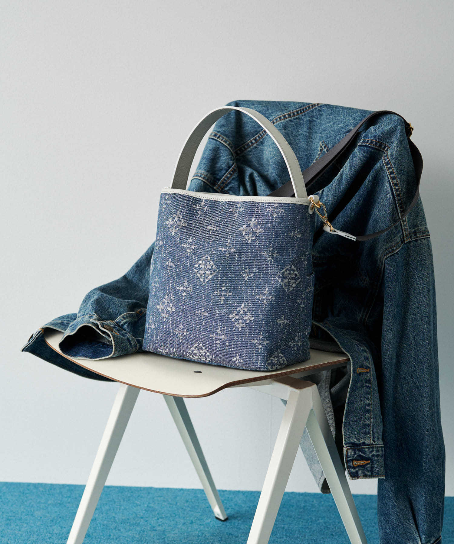 Russet [Denim jacquard] 2way mini shoulder bag Indigo